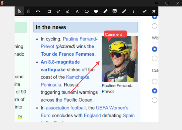 Annotating a screenshot with our annotation tool