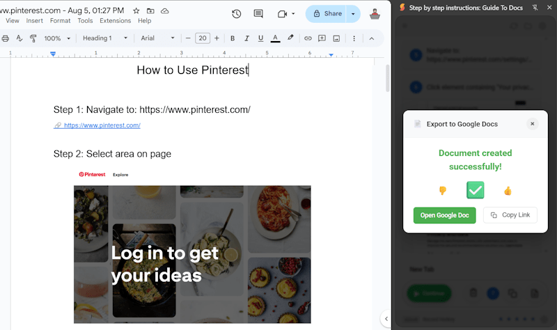 A guide showing how to create step-by-step instructions with screenshots.